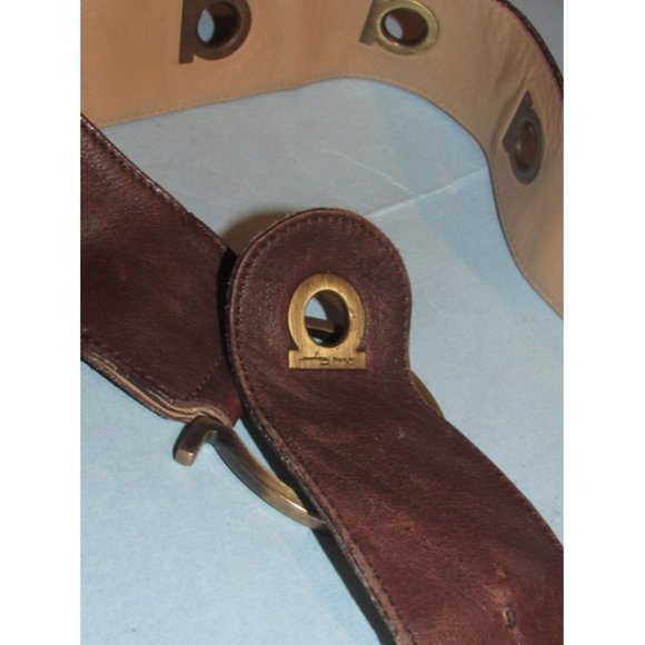 Salvatore Ferragamo Gancini Brown Leather Belt